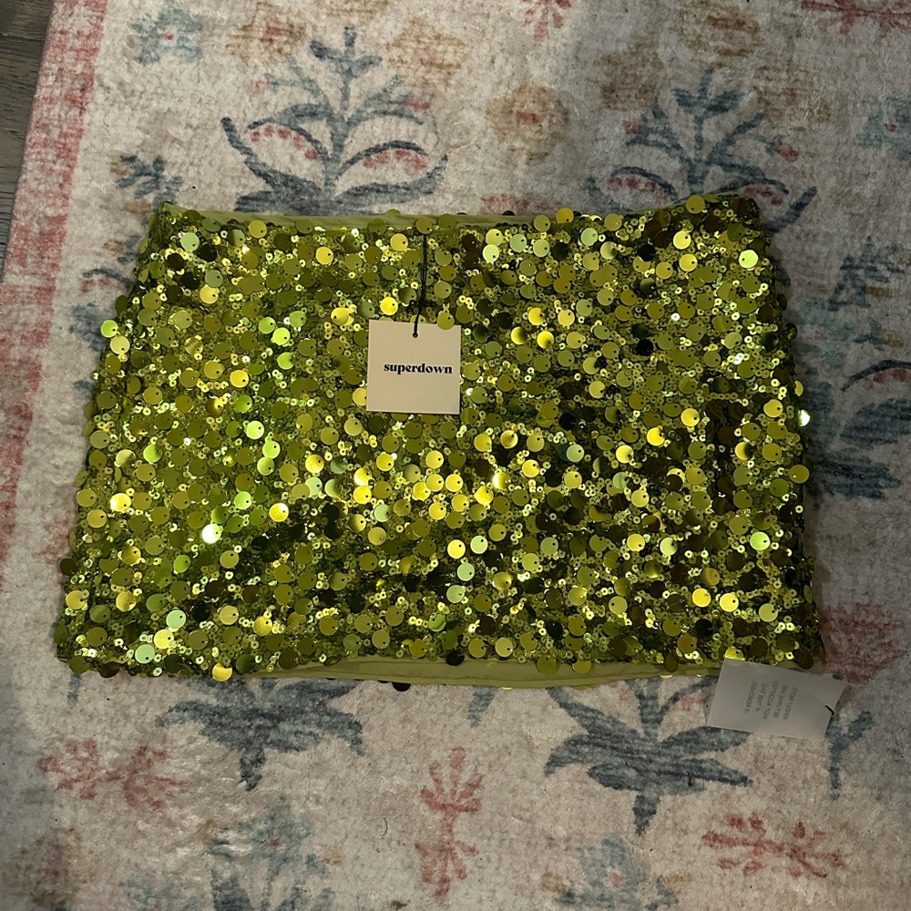 NWT super down Green Sequin Women's skirt